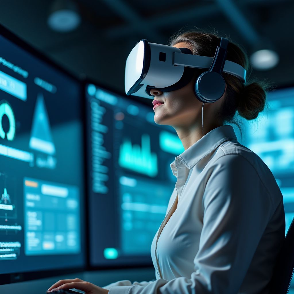 Un participante usando una simulación de negocios VR